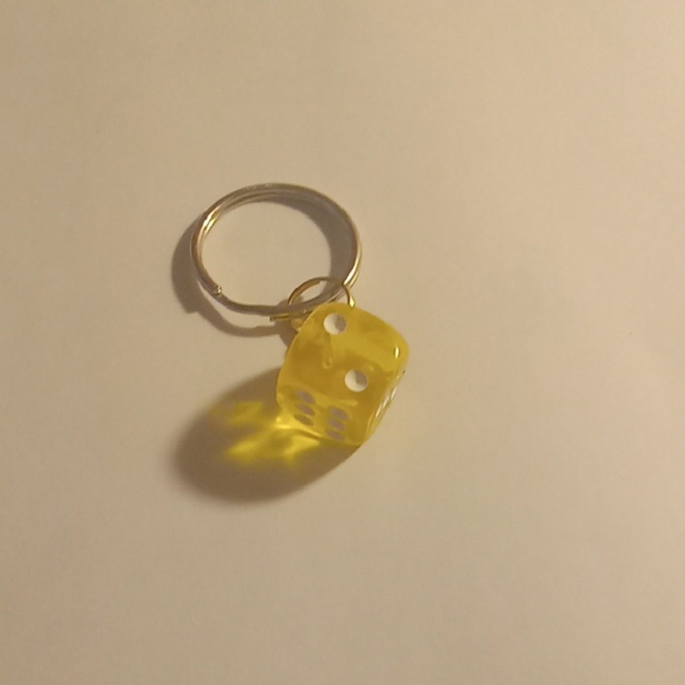 Hand Crafted Yellow Dice Keychain